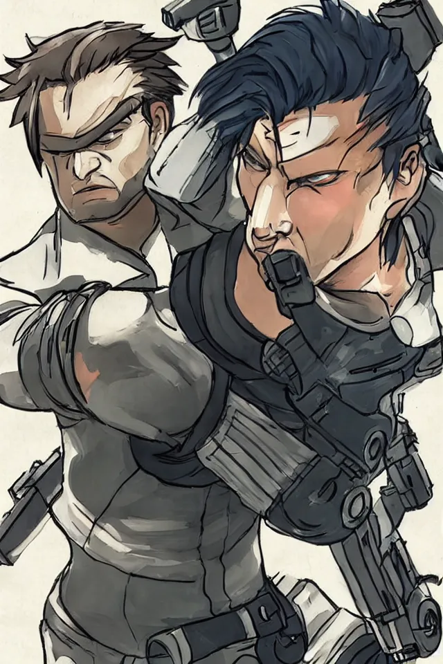 Image similar to solid snake in the style of street fighter 2 turbo