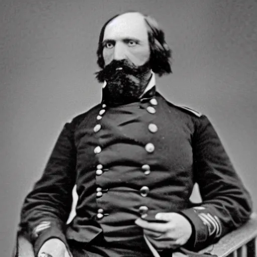 Image similar to A 1858 photo of General Pitzer - a union General known for his pipe that blew bubbles