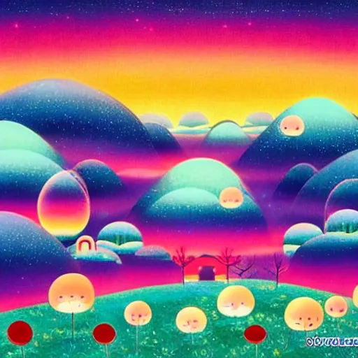 Prompt: night landscape by chiho aoshima