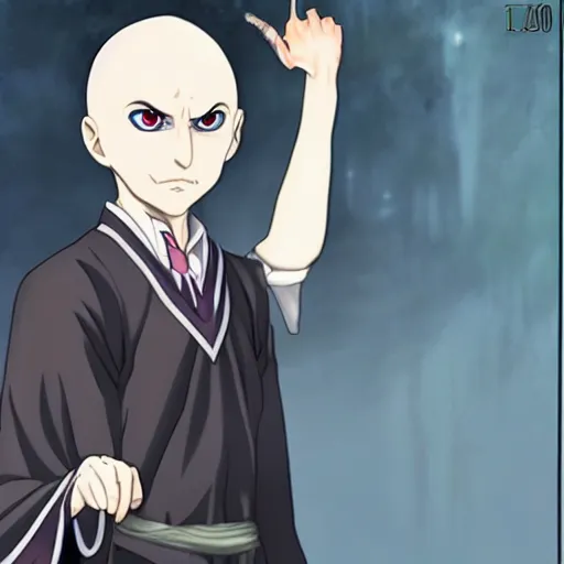 Prompt: Lord Voldemort as an anime girl