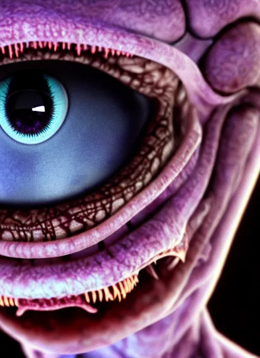 Image similar to an ugly monsterish horrifying slimy scottish female photo, professionally, soft lighting, realistic, sharp focus on eyes, 8 k, high definition, insanely detailed, intricate, elegant, art by artgerm and junji ito. science fiction alien android cyberspace movie widescreen still from action scene.