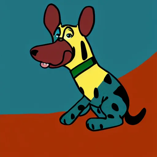 Image similar to steve on blues clues with a blue cartoon flat minimalist cartoon dog trending on artstation digital paint 4 k 8 k digital painting