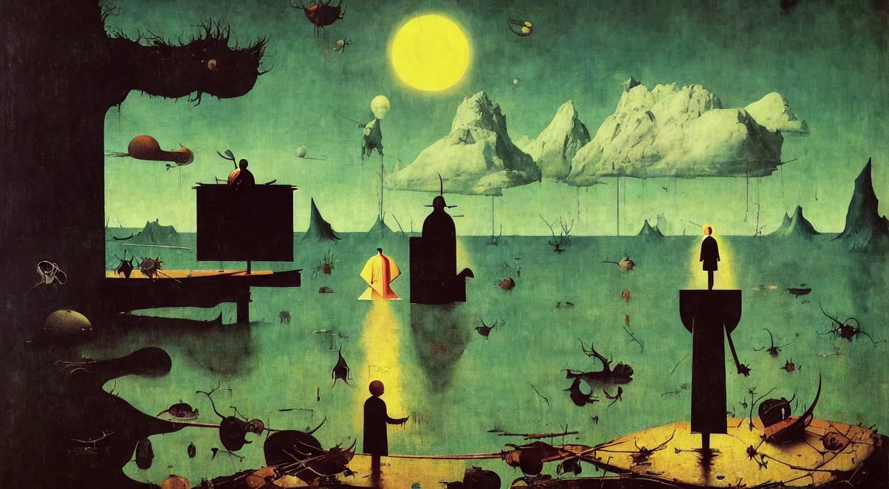 Image similar to single flooded simple!! creature, very coherent and colorful high contrast masterpiece by norman rockwell franz sedlacek hieronymus bosch dean ellis simon stalenhag rene magritte gediminas pranckevicius, dark shadows, sunny day, hard lighting