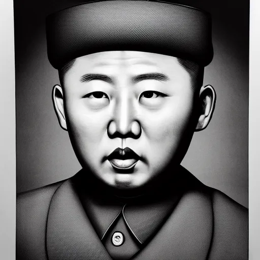 Image similar to araki nobuyoshi style photography of realistic detailed north korean kim chen with detailed face smelling detailed weed bush in detailed basement bedroom ultraviolet light