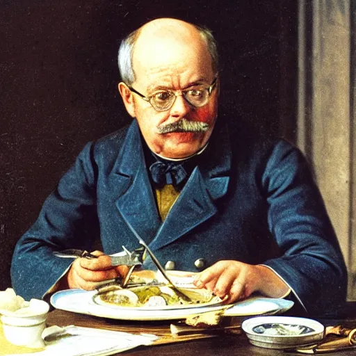 Image similar to Otto von Bismarck eating pickled Herring