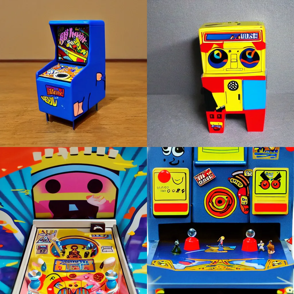 Prompt: 9 0 s cartoon inspired adorable action figure, pinball machine style