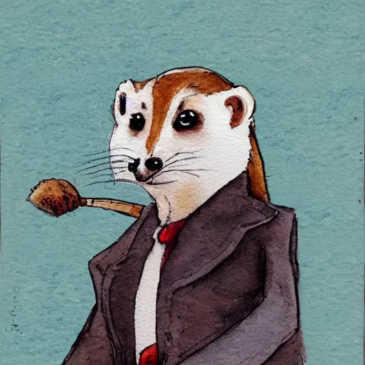 Image similar to A weasel lawyer, watercolor style