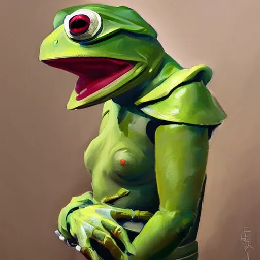 Prompt: greg manchess portrait painting of armored kermit the frog as overwatch character, medium shot, asymmetrical, profile picture, organic painting, sunny day, matte painting, bold shapes, hard edges, street art, trending on artstation, by huang guangjian and gil elvgren and sachin teng