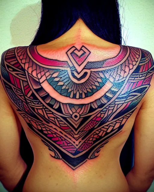 Prompt: tahitian tattoo, artstation