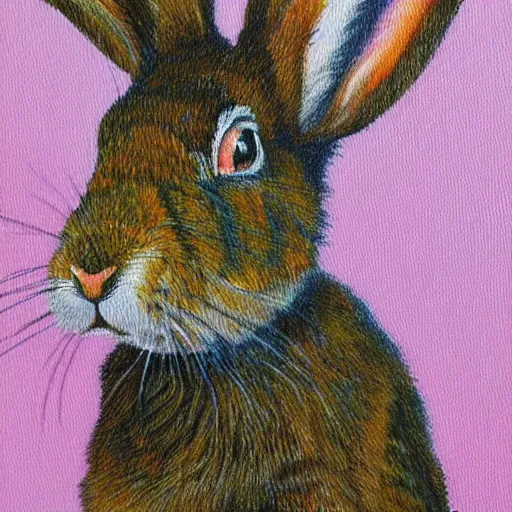 Prompt: a tileable painting of a rabbit