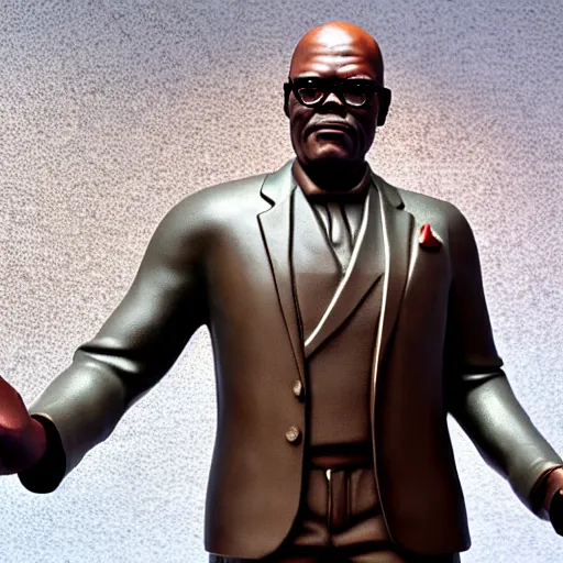 Prompt: uhd statue of samuel l. jackson made entirely of smoked salmon