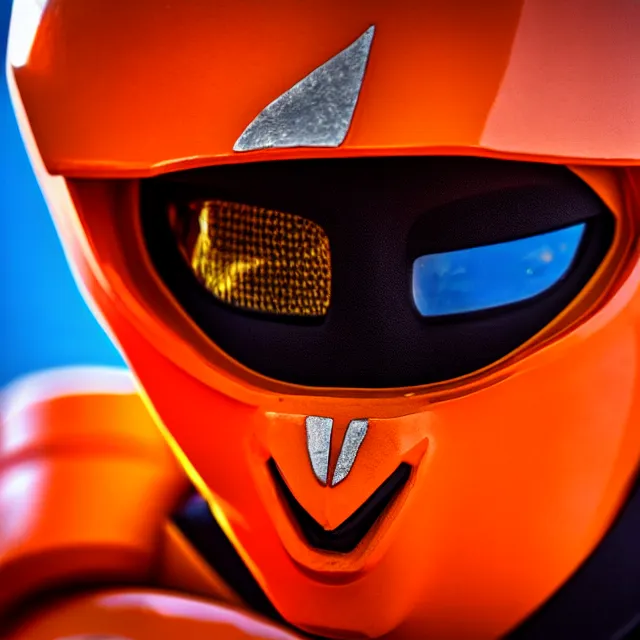 Prompt: orange power ranger, 8 k, hdr, smooth, sharp focus, high resolution, award - winning photo