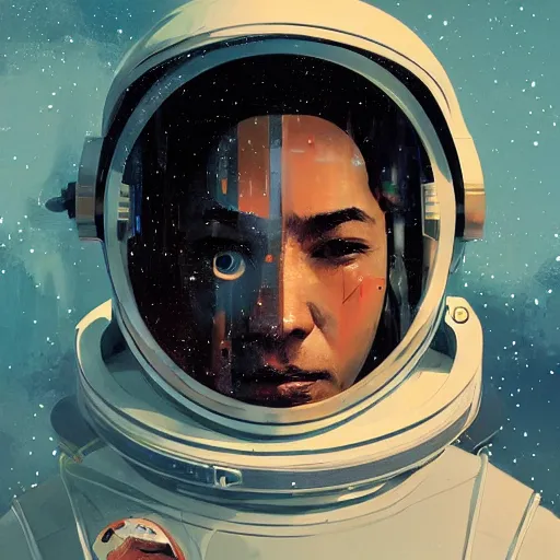 Prompt: Astronaut profile picture by Greg Rutkowski and Fujita, Goro and Kunkle, Brad, asymmetrical, Organic Painting , glitch, Matte Painting, geometric shapes, hard edges, street art, trending on the artstation, realistic:2 by Sachin Teng:4, blur: -5