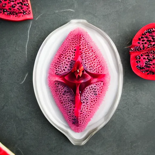 Image similar to face of henry cavill inside a dragonfruit