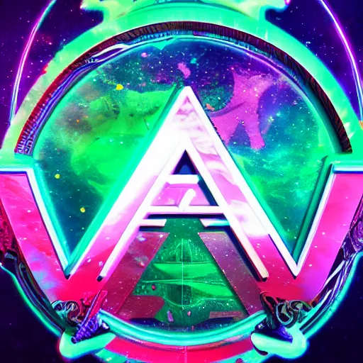 Image similar to a and w vaporwave logo, colorful, digital art, cosmic, 3 d high definition, trending on art station, photorealistic, high resolution, 8 k, octane, hyper detailed, insane details, intricate, elite, ornate, elegant trend, highly detailed and intricate, sharp focus, photography, unreal engine