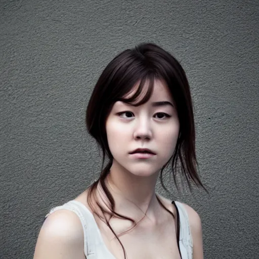 Image similar to a portrait photo of a beautiful young woman who looks like a korean mary elizabeth winstead