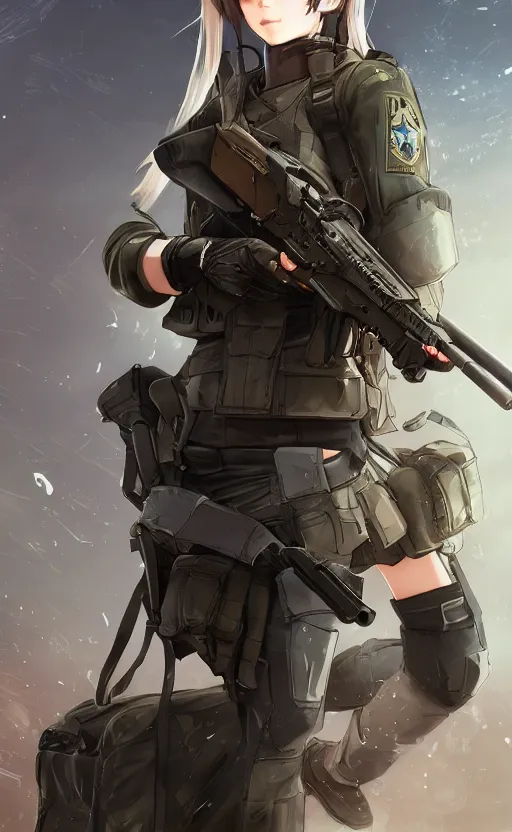 Prompt: highly detailed, high resolution, character design art, stunning, volumetric lightning, realistic guns, girls frontline style, matte, sharp focus, 150mm, illustration, artstation, by kuvshinov ilya, realistic human anatomy, simple design, realistic military gear