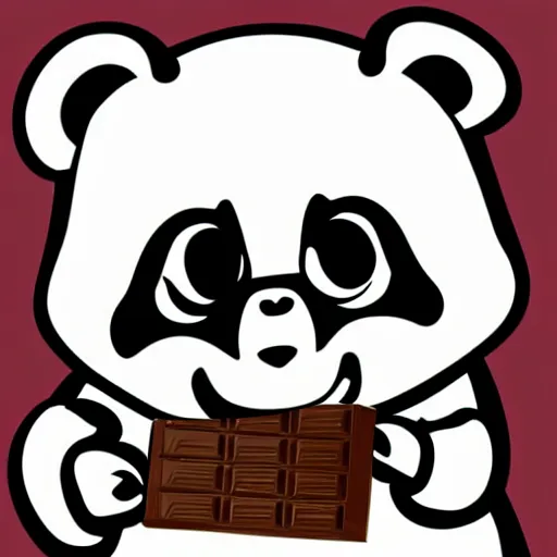 Prompt: vector artwork of a panda eating a chocolate bar, colorful illustration