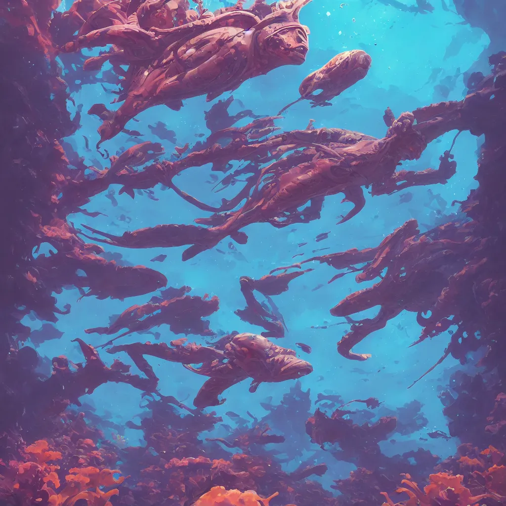 Image similar to alien underwater background stylized, corals, official fanart behance hd artstation by jesper ejsing, by rhads, makoto shinkai and lois van baarle, ilya kuvshinov, ossdraws, by feng zhu and loish and laurie greasley, victo ngai, andreas rocha, john harris