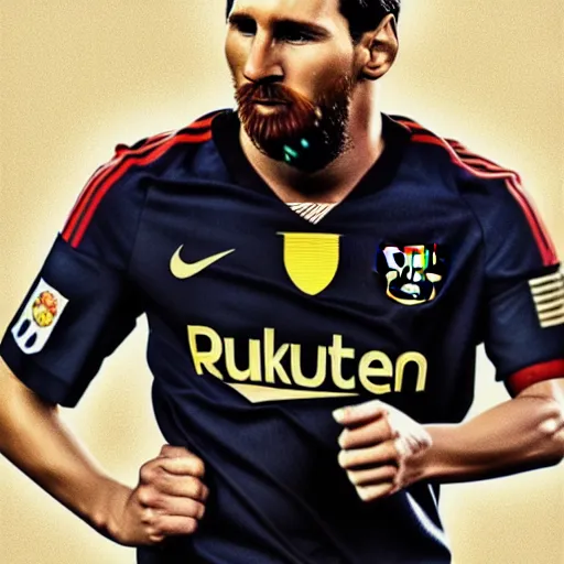 Image similar to a well designed portrait of Messi , detailed, realistic, Artstation, Greg Rutkowski, 8K resolution.