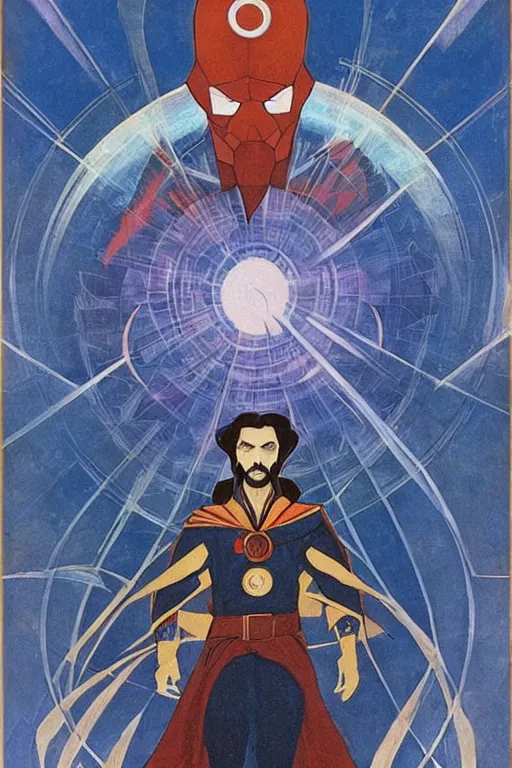 Image similar to doctor strange, marvel, artwork by nicholas roerich