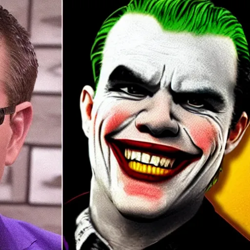 Image similar to matt damon as the joker from batman