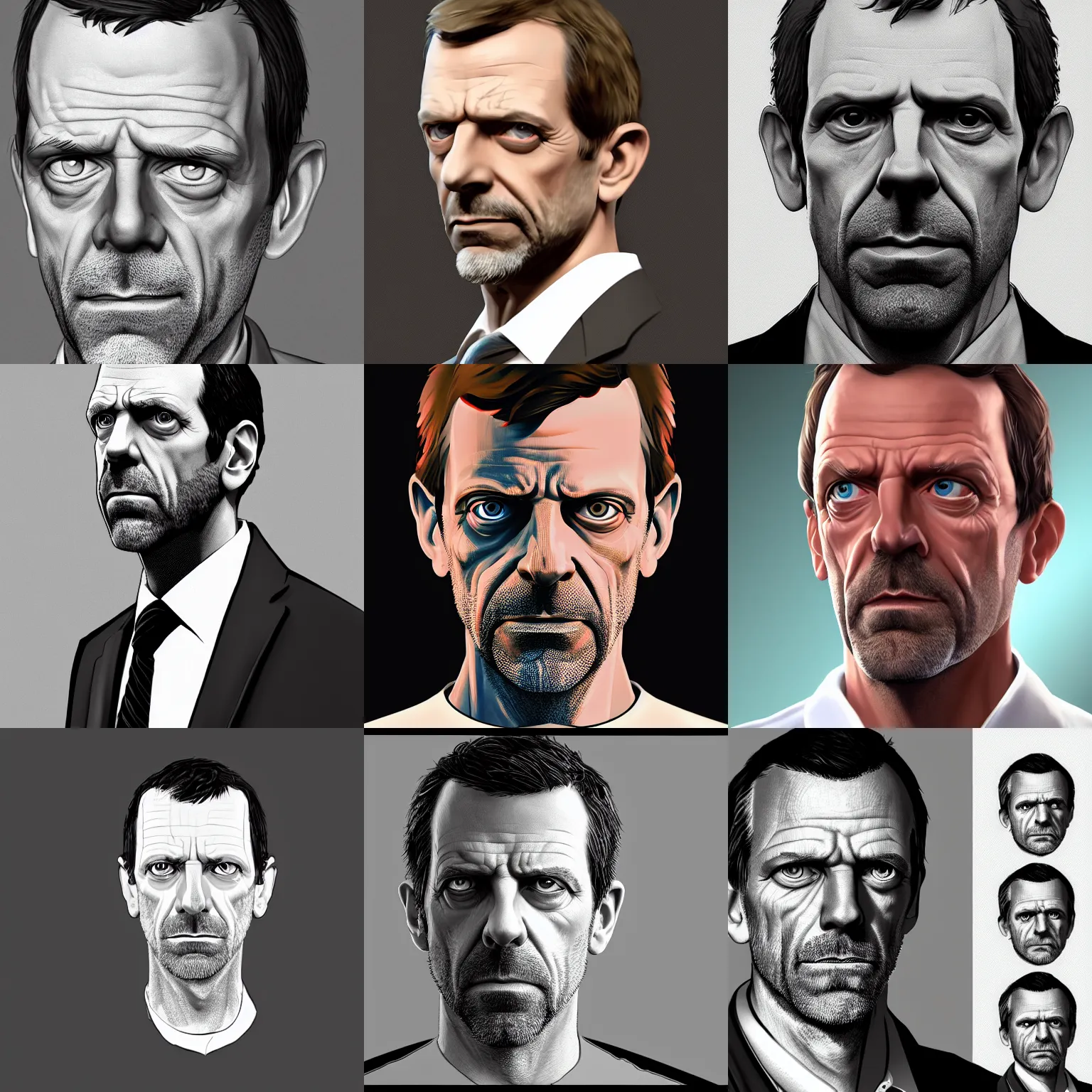 Prompt: Gregory House portrait, smooth, sharp focus, 85mm, artstation