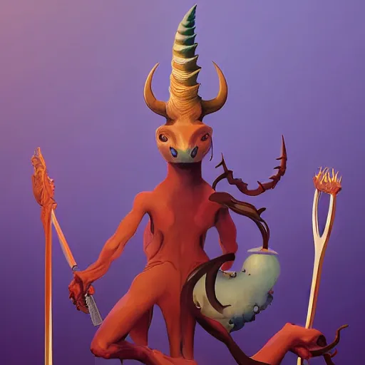 Prompt: a stylized minimalist icon of a horned demon tarot card by cory loftis and jesper ejsing and zdzisław beksinski and norman rockwell and greg rutkowski weta studio and lucasfilm behance hd global illumination - c 1 0