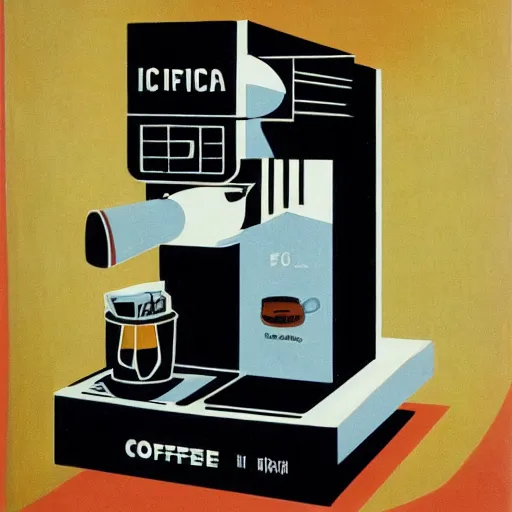 Prompt: coffee machine, italian futurism