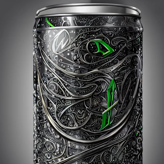 Image similar to aluminian can of monster energy drink, intricate and very very beautiful and elegant, highly detailed, digital painting, artstation, concept art, smooth and sharp focus, illustration