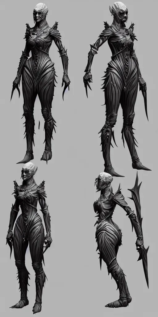 Image similar to stylized muscular victorian female grand inquisitor endboss. concept art, character sheet, blizzard, eldenring, screenshot, extremely detailed, insanely detailed, stylized, zbrush, horror, bloodbourne, full body concept