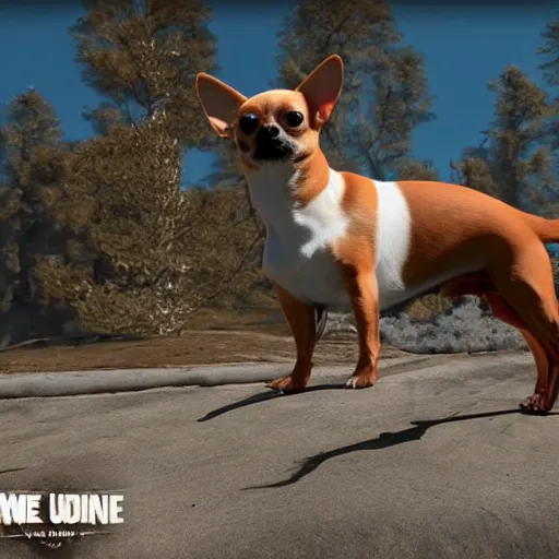 Image similar to chihuahua riding on top of a ROTTWEILER, rendered in unreal engine