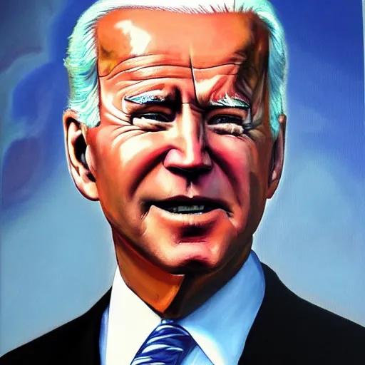 Image similar to an oil painting depicting joe biden as a god, 4 k, highly detailed