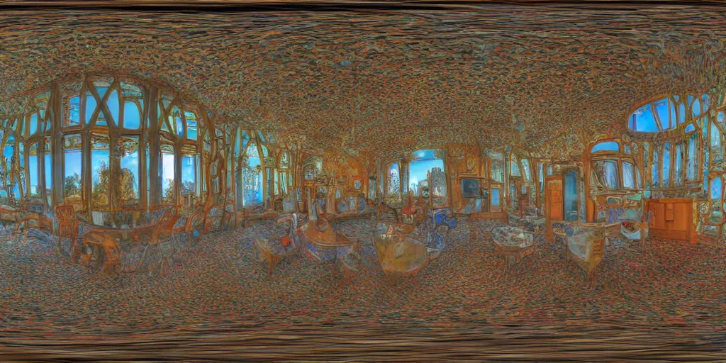 Image similar to equirectangular room by gaudi