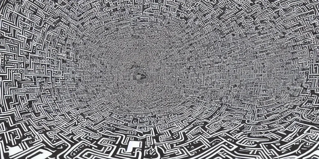 Image similar to First-person view of a maze made out of credit cards, illustraiton, editorial