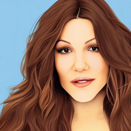 Image similar to an illustration of a katharine mcphee long hair, digital art