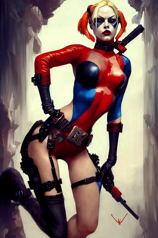 Prompt: aeon flux as Harley Quinn picture by Greg Rutkowski, dynamic pose, flawless, matte painting, intricate, fantasy concept art, elegant, by Stanley Artgerm Lau, WLOP, golden ratio, thomas kindkade, alphonse mucha, loish, Peter chung, norman Rockwell,