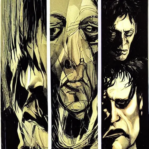 Image similar to in one frame Harry Potter, by Neil Gaiman, by Dave McKean, comics Sandman, small details, whole-length, clear faces