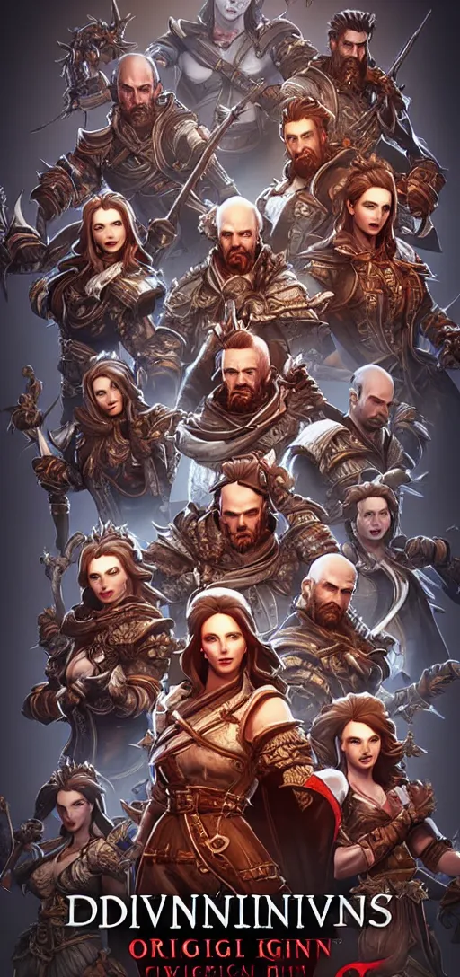 Image similar to divinity original sin 2 movie poster, high detail