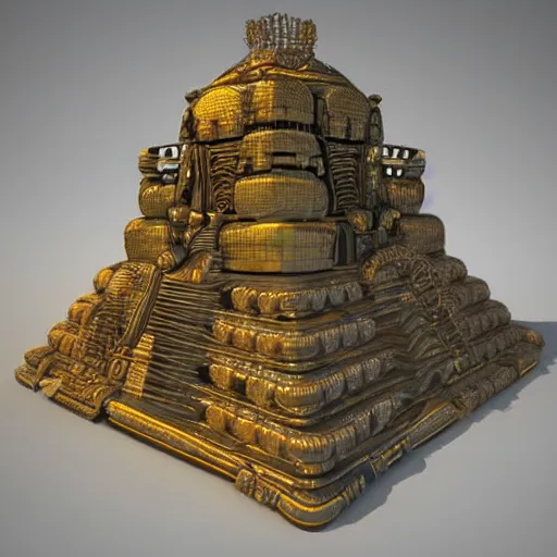 Image similar to old maya invention, mystical device, very complicated, 3 d digital art, high details