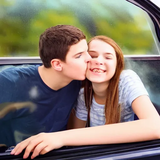 Image similar to high school kids making out in a steamy car windows