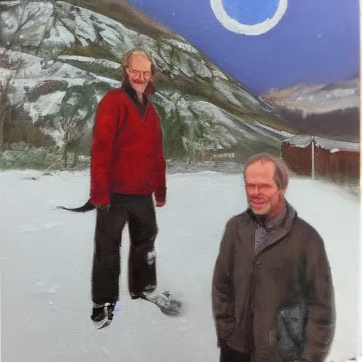 Image similar to Oil painting of Lars Vilks posing infront of Nimis