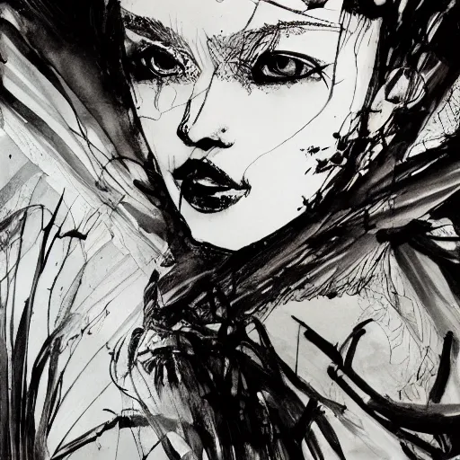 Prompt: ink art by xu wei - c 2 0