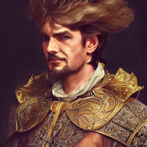 Image similar to hungarian nobleman, portrait, D&D, fantasy, highly detailed, headshot, digital painting, artstation, concept art, sharp focus, illustration, art by artgerm and greg rutkowski and alphonse mucha