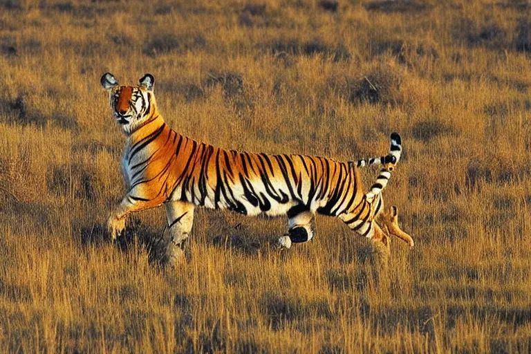 Prompt: antelope, hunting, a tiger, golden hour, 6 0 0 mm, wildlife photo, national geographics