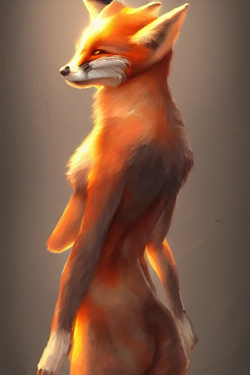 Image similar to a fox fursona, trending on artstation, by kawacy, furry art, digital art, cyberpunk, high quality, backlighting