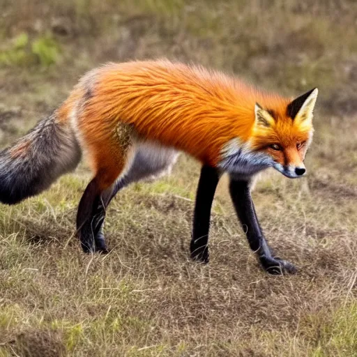 Image similar to award winning photograph of a fox with eight legs