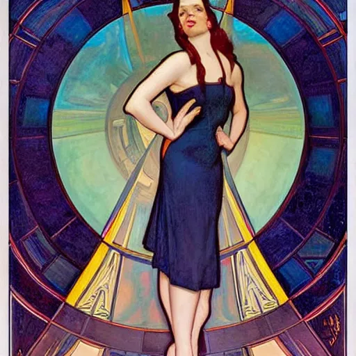 Prompt: a streamline moderne painting in the style of donato giancola, and in the style of artey freytag, and in the style of alphonse mucha. symmetry, smooth, sharp focus, semi - realism, intricate detail.
