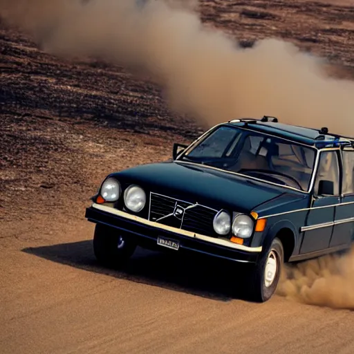 Image similar to 1982 Volvo 245 Wagon in Mad Max Fury Road, movie still, 8k