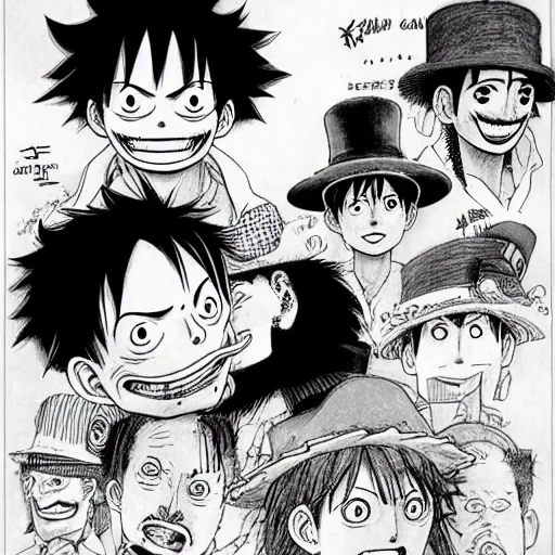 Image similar to [ luffy mustache ] ( by kim jung gi ) ( by george morikawa )